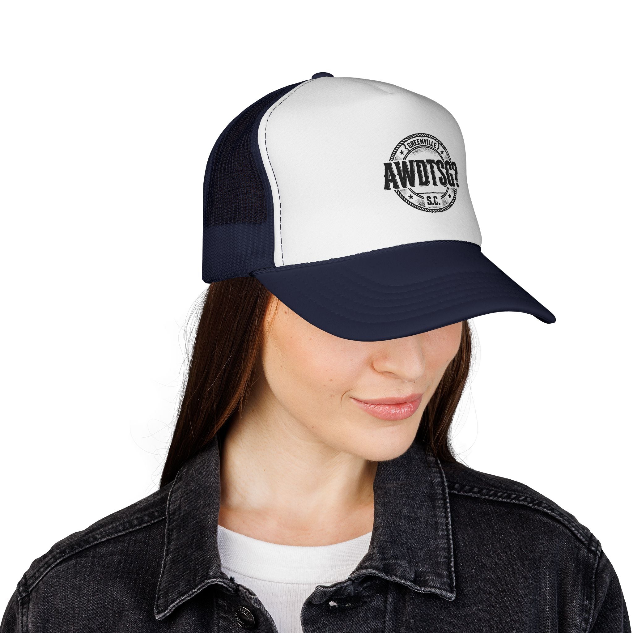 Greenville “AWDTSG?” Trucker Hat – Retro Snapback Mesh Cap | Greenville SC