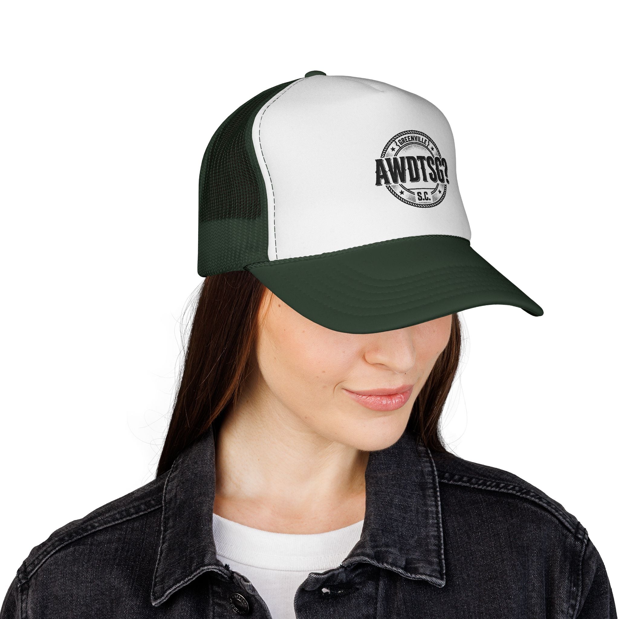 Greenville “AWDTSG?” Trucker Hat – Retro Snapback Mesh Cap | Greenville SC