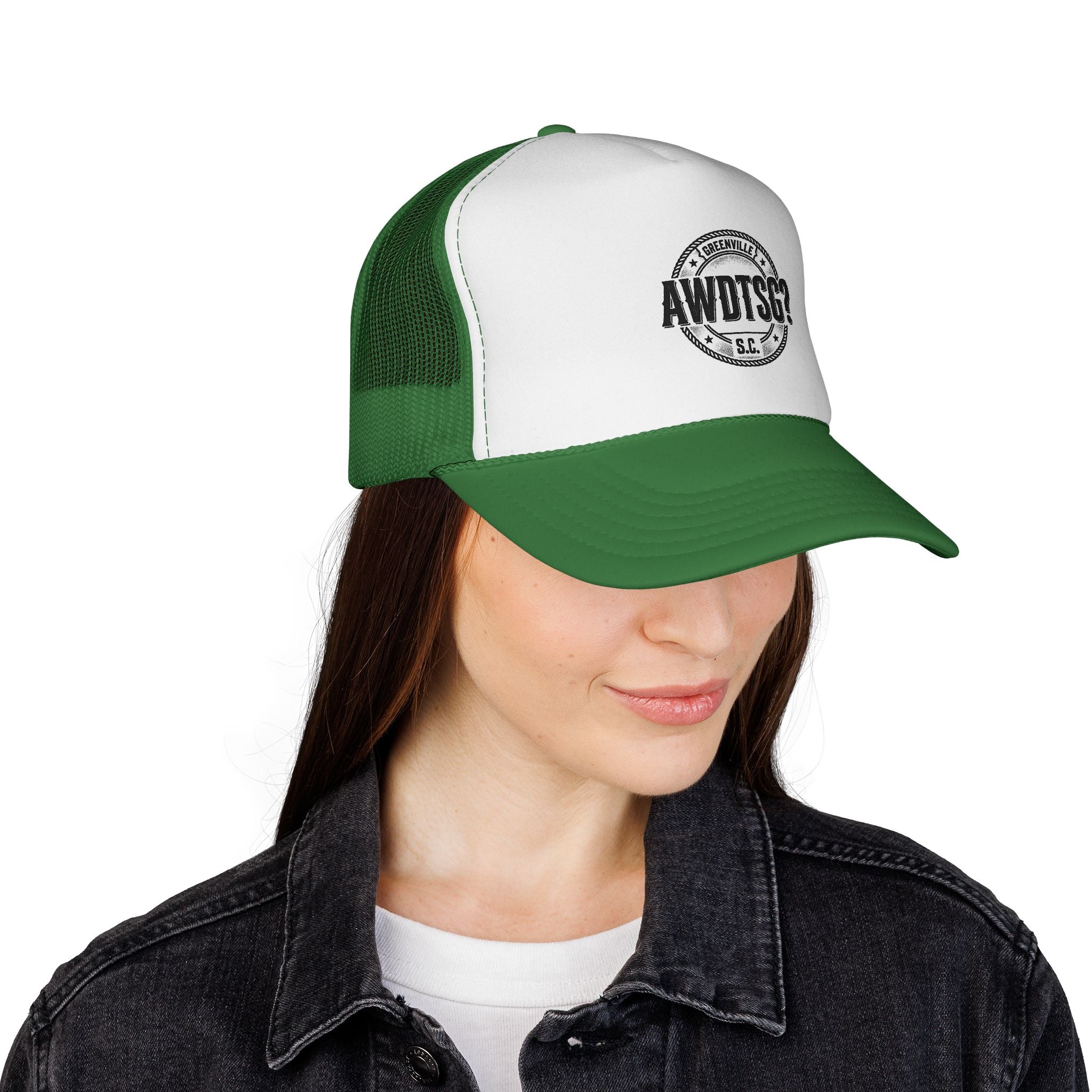 Greenville “AWDTSG?” Trucker Hat – Retro Snapback Mesh Cap | Greenville SC